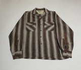 50s vintage ombre striped rayon shirt grayXlight brown M