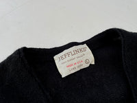 70s vintage JEFF LINKS acrylic cardigan L Black