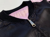 70s Vintage Reversible satin Jacket Black&Pink