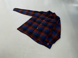 60s Vintage Sears Rayon ShadowPlaid Loop Shirt M Blue&Orange