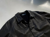 90s Polo RalphLauren Leather CarCoat L Black