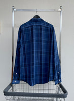 90s Vintage Polo RalphLauren Plaid Work Shirt L Blue