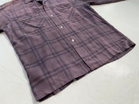 50s Vintage CAMPUS Rayon Plaid Loop Shirt M Lavender&Purple