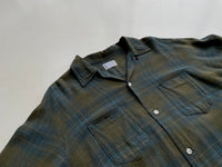 60s Vintage TOWNCRAFT Rayon ShadowPlaid Shirt L Khaki