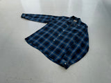 60s Vintage KENTFIELD Rayon ShadowPlaid Loop Shirt M Black&Blue