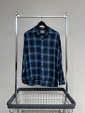 60s Vintage KENTFIELD Rayon ShadowPlaid Loop Shirt M Black&Blue