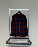 60s Vintage Sears Rayon ShadowPlaid Loop Shirt M Blue&Orange