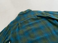 60s Vintage Pendleton Ombre Wool Opencollar Shirt Green&Blue XL