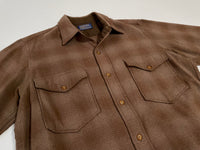 60s vintage Pendleton Ombre Wool shirt Beige&Brown 15 1/2