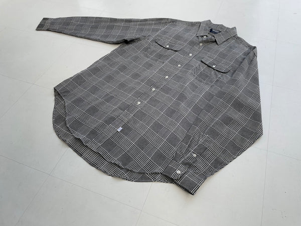 90s RalphLauren 100%Silk Houndstooth L/S Shirt XL