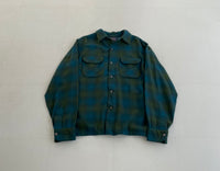 60s Vintage Pendleton Ombre Wool Opencollar Shirt Green&Blue XL