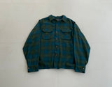 60s Vintage Pendleton Ombre Wool Opencollar Shirt Green&Blue XL