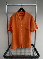 90s Vintage RalphLauren OpenCollar Shirt Silk&Linen M Orange