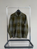 70s Merino ShadowPlaid Wool Shirt M Khaki AsIs