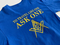 90s Vintage FreeMason ASK ONE T Shirt Blue