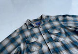 Vintage Pendleton Shadow Plaid Wool shirt Green&Ivory XL