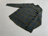 60s Vintage TOWNCRAFT Rayon ShadowPlaid Shirt L Khaki