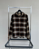 60s Vintage golden isle Shadow Plaid Wool L/S Shirt M Brown