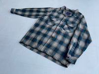 Vintage Pendleton Shadow Plaid Wool shirt Green&Ivory XL