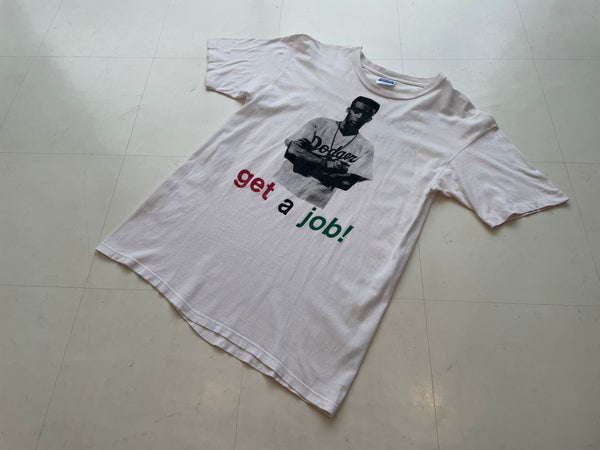 90s Vintage DO THE RIGHT THING “get a job!” T-shirt L White