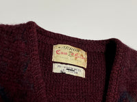 50s vintage ARROW Mohair Cardigan Argyle Burgundy L