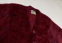 50s LORD JEFF Mohair cardigan Burgundy Black XL