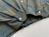 60s Vintage TOWNCRAFT Rayon ShadowPlaid Shirt L Khaki