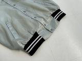 80s Vintage Nylon Varsity Jacket L silver