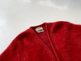 50s Vintage KEEN MAN Mohair Cardigan M BloodOrange