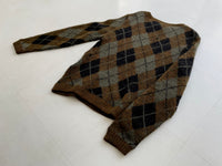 60s Vintage Jantzen Mohair Sweater Argyle Brown 36AsIs