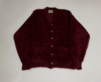 50s LORD JEFF Mohair cardigan Burgundy Black XL