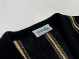 70s LACOSTE Wool Striped Cardigan L Black