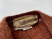 50s vintage Kams Mohair Cardigan M DeepBrown