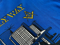 90s Vintage FreeMason ASK ONE T Shirt Blue