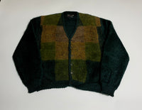 50s vintage Sears Premium Mohair Cardigan Panel Pattern DeepGreen L