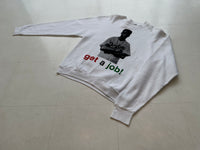 90s Vintage DO THE RIGHT THING “get a job!”Sweater L White