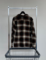 60s Vintage golden isle Shadow Plaid Wool L/S Shirt M Brown