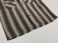 50s vintage ombre striped rayon shirt grayXlight brown M