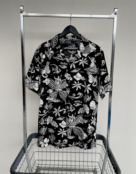 90s Vintage RalphLauren Rayon “Black Hawaiian” Shirt M Black