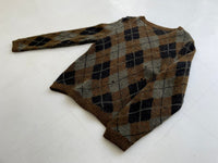 60s Vintage Jantzen Mohair Sweater Argyle Brown 36AsIs