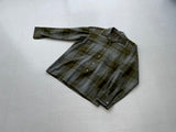 70s Merino ShadowPlaid Wool Shirt M Khaki AsIs